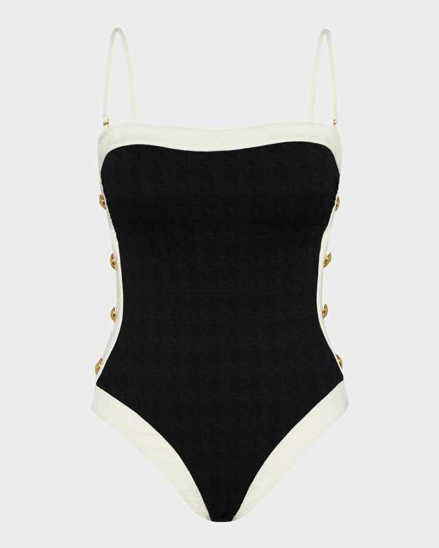 Tory Colorblock Chic Bandeau One-Piece Swimsuit